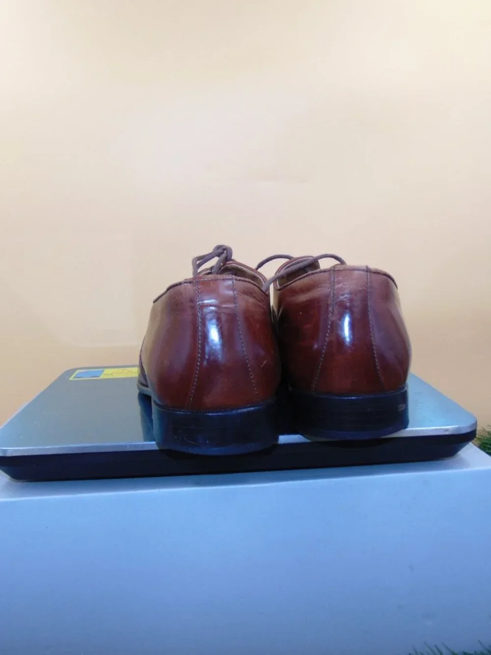 Stacy Adams Mens 9.5 M Cognac Brown Leather Cap Toe Oxfords Dress Shoes